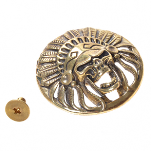 Metalen Leer Leder Lederen Applicatie/studs Indian Chief skull - Goudkleur